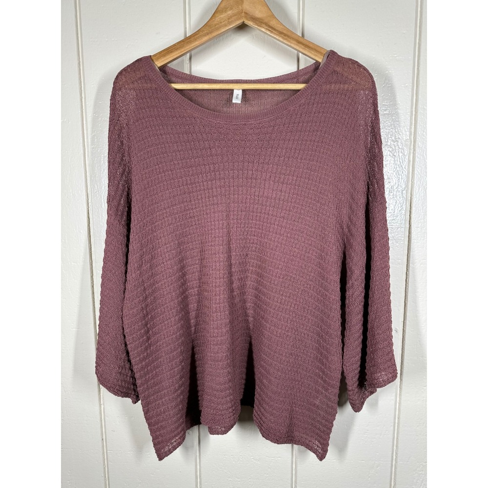 Wishlist Sweater Womens Large Mauve Knit Oversized Scoop Neck 3/4 Sleeve Top